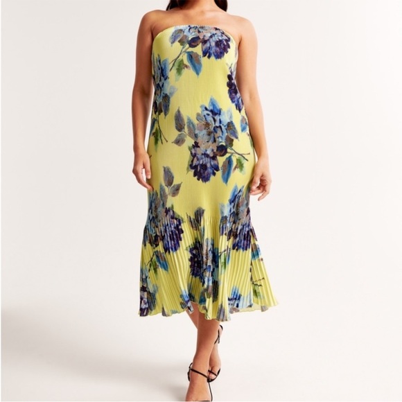 Abercrombie & Fitch Giselle Pleat Release Midi Dress Size Medium Tall - Picture 3 of 8